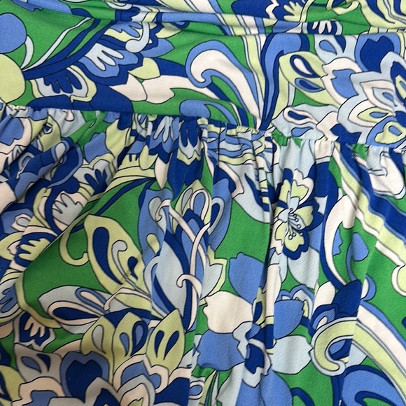 IMAN Blue and Green Flutter Sleeve Maxi Sun Dress - Picture 12 of 12